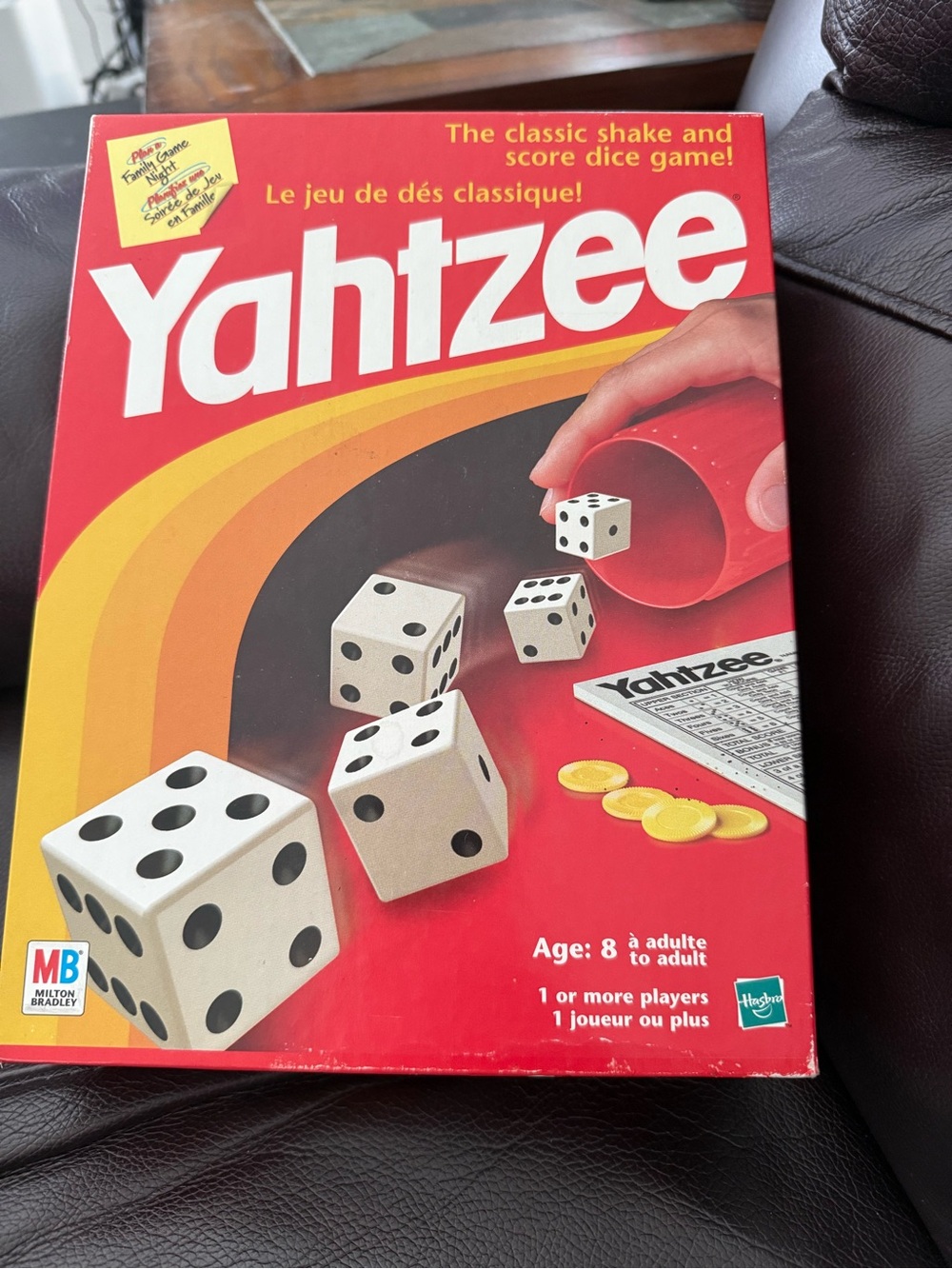 Hasbro Yahtzee Red Box with Yellow Accent